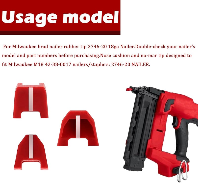 Follde (Set of 9) 42-38-0017 Rubber Nose Cushion No Mar Tip for Milwaukee M18 Finish Nailer 18 Gauge Brad Nailer - Image 3